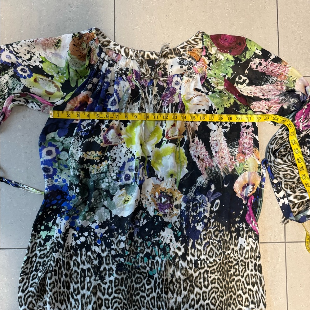 Just Cavalli Floral Leopard Print Sheer Blouse in Multicolor - Picture 5 of 10